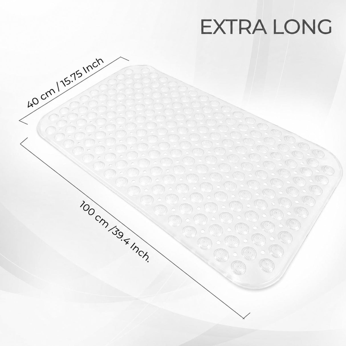 Non-Slip Durable Bath Shower Mat with Suction Cups 40cm x 100cm Clear