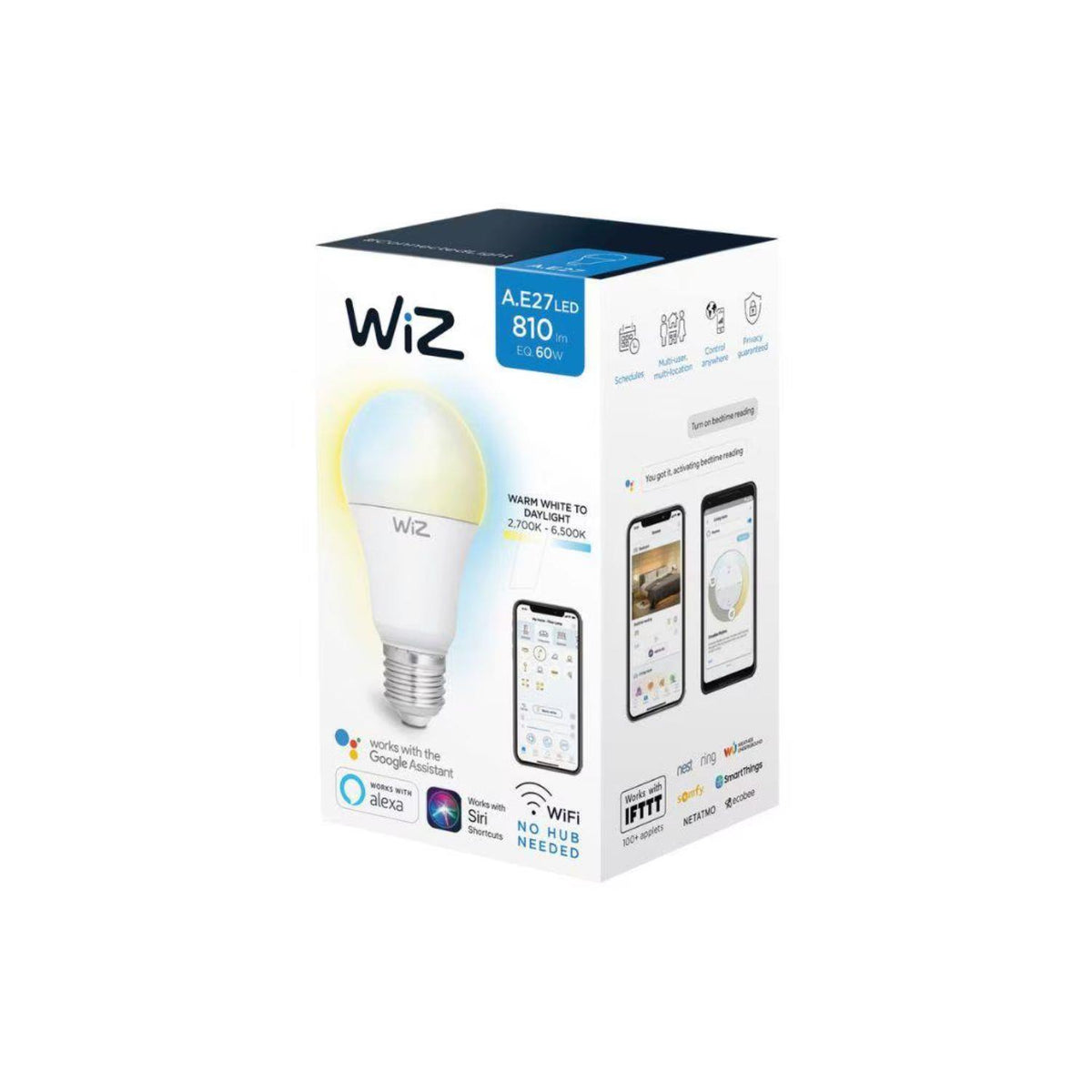WiZ WZ20826071 Fully Dimmable Smart Led Lightbulb A60 White