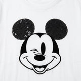 Women's Mickey Mouse T-Shirt 100% Cotton Sequin Detail Size M White