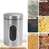 3 Piece Kitchen Canister Set Coffee Tea Sugar Caddy Silver