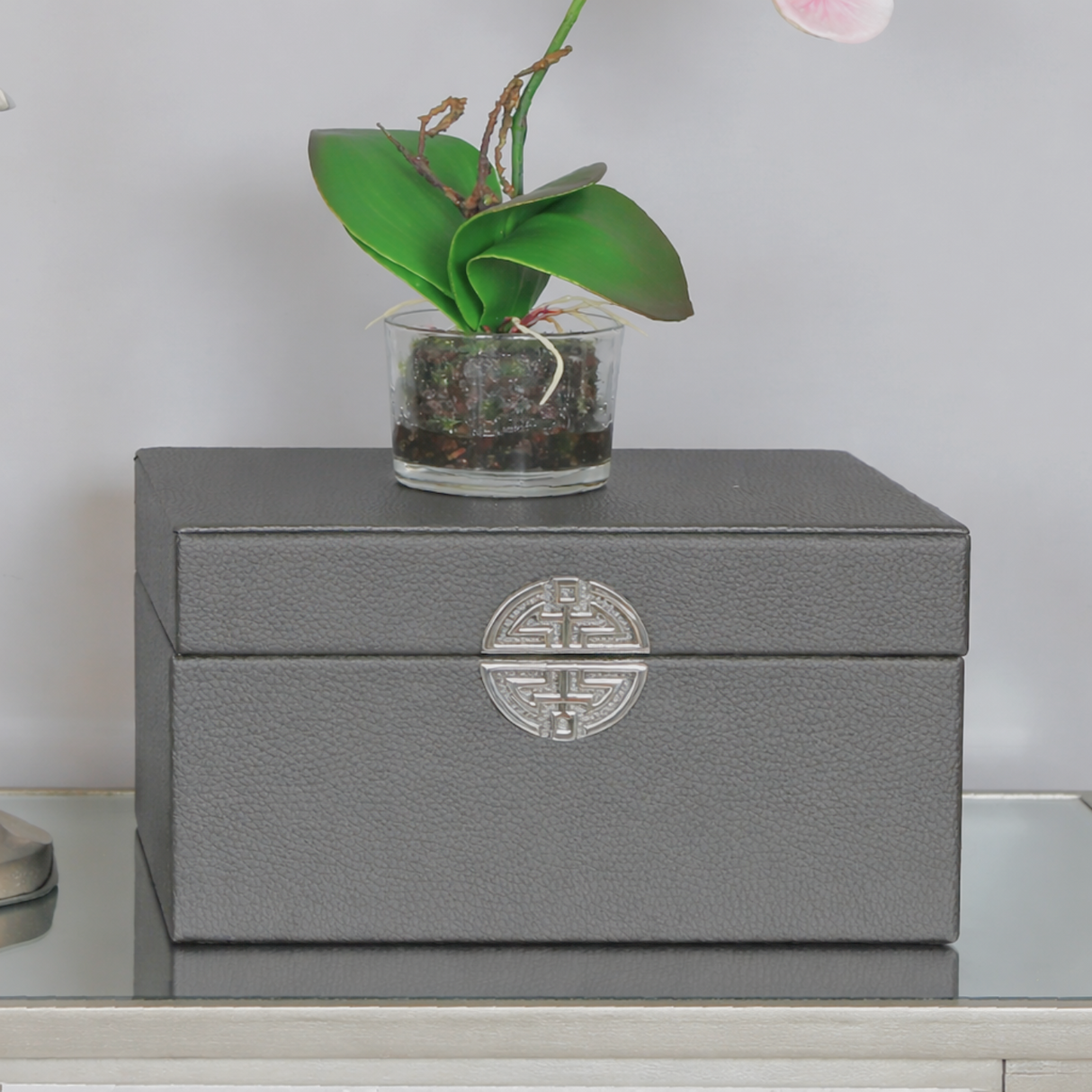 2 Piece Faux Leather Modern Design Decoration Storage Boxes Set