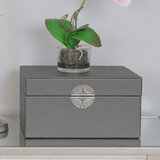 2 Piece Faux Leather Modern Design Decoration Storage Boxes Set