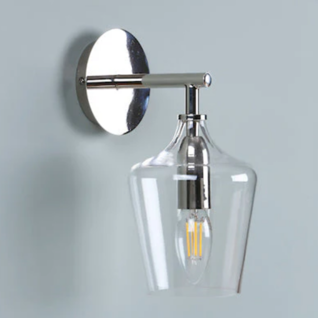 Laura Ashley Ockley Wall Light Polished Chrome & Glass