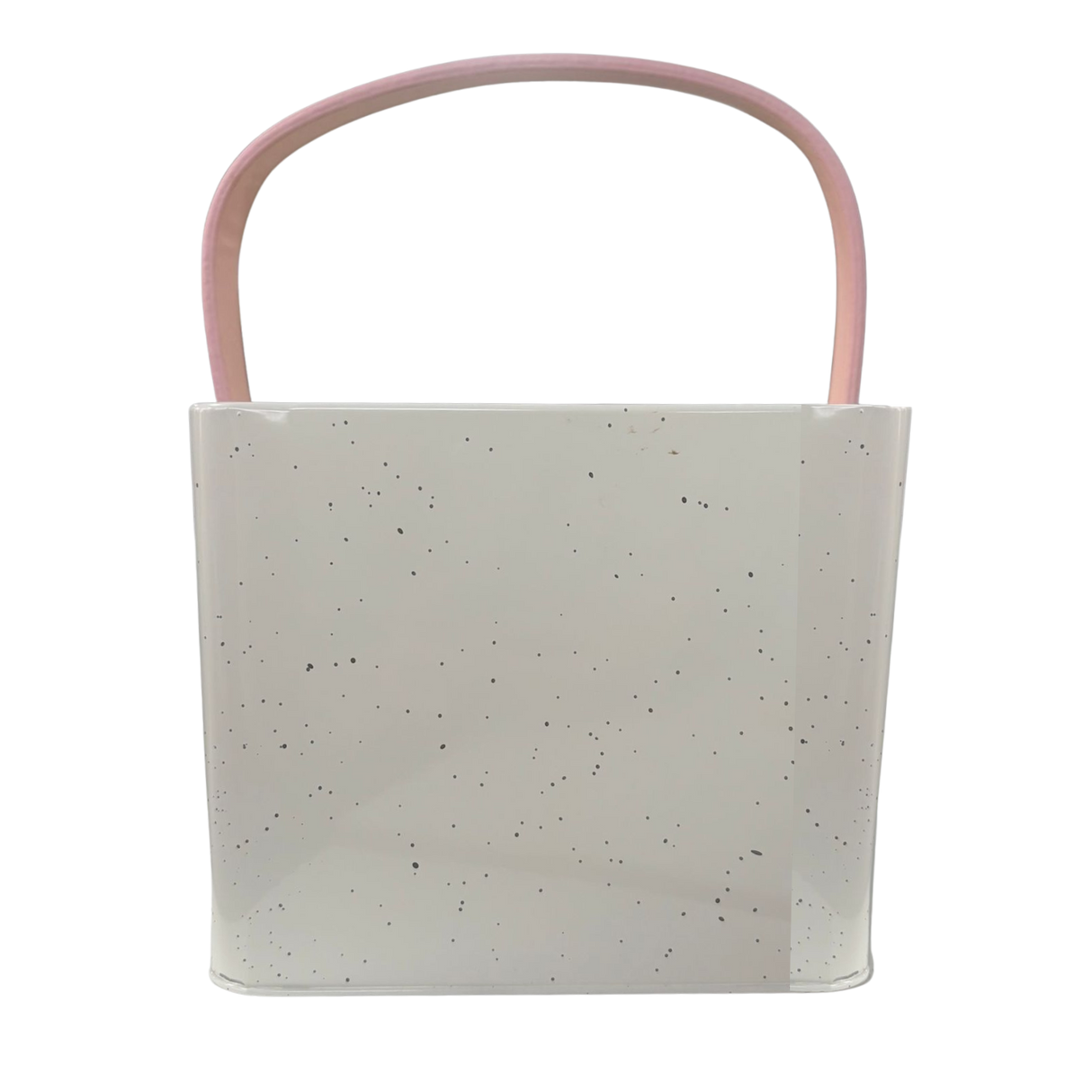 Housekeeper Box, Speckled Storage Caddy, Leather Handle Box