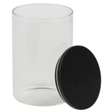 Clear Glass Cylinder Storage Jar with Black Lid 550ml