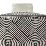 Black & White Geometric Pattern Ceramic Vase H23cm