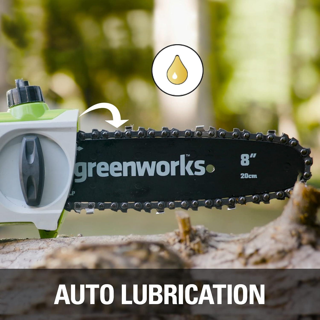 Greenworks 40V 20cm Pole Bar including Battery and Charger Green