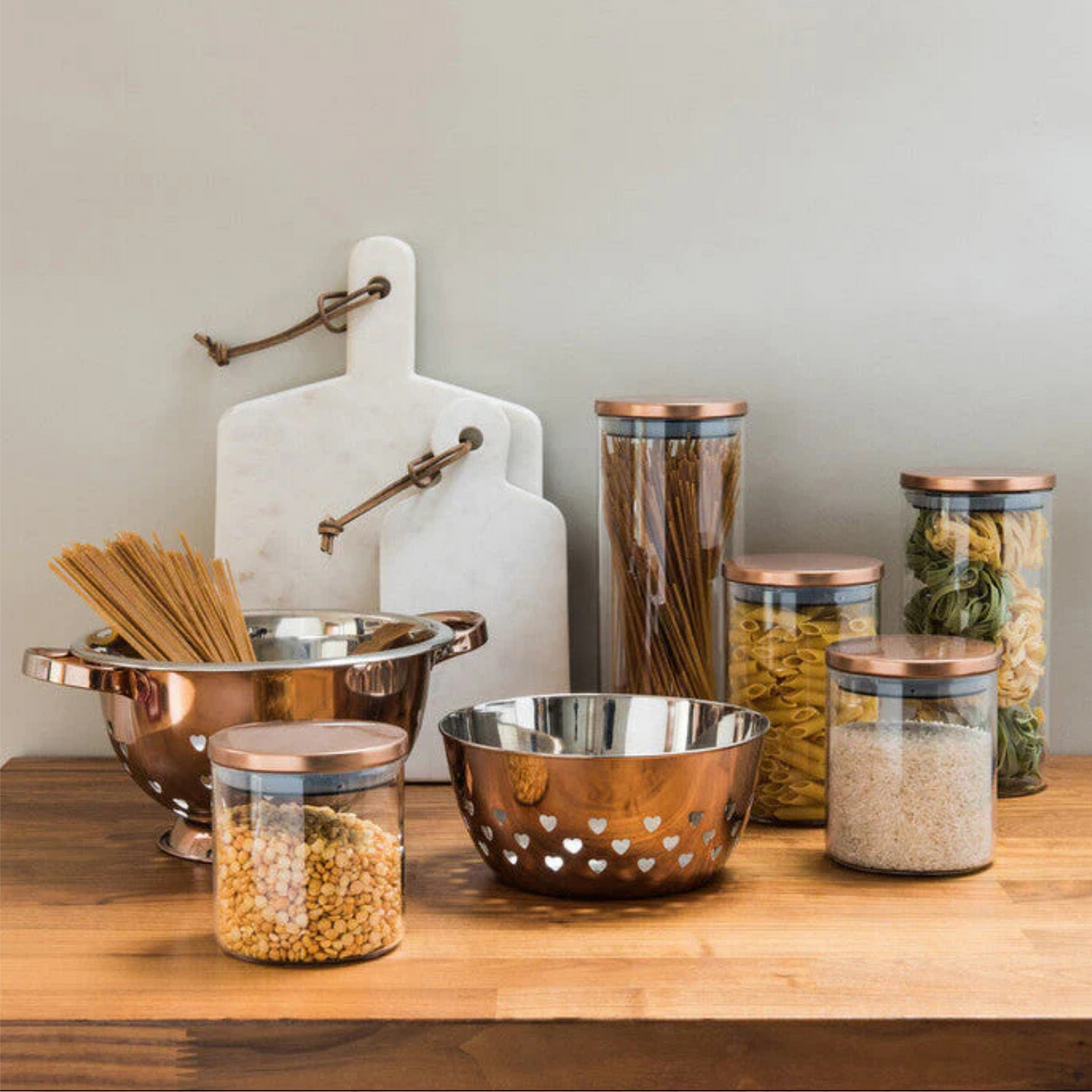 Clear Glass Cylinder Storage Jar with Bronze Lid 950ml