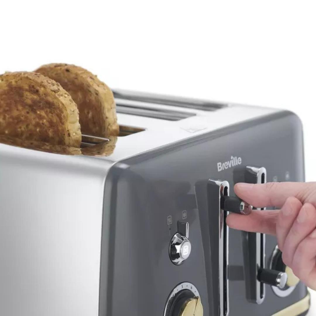 Breville Mostra VTT931 4-Slice Toaster Stainless Steel Grey and Gold