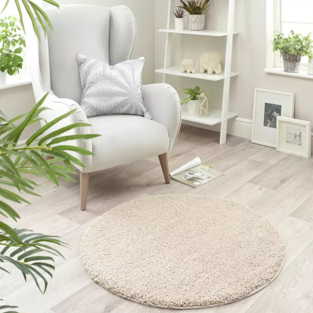 Soft Long Pile Non-Slip Rug with Rubber Backing Beige