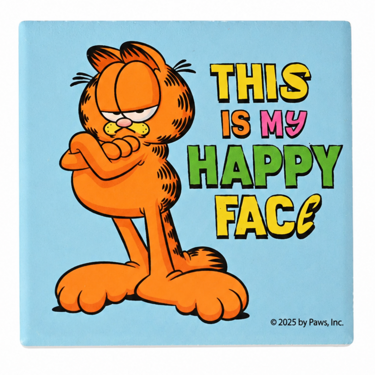 Fandomania Garfield 'This is My Happy Face' Ceramic Coaster