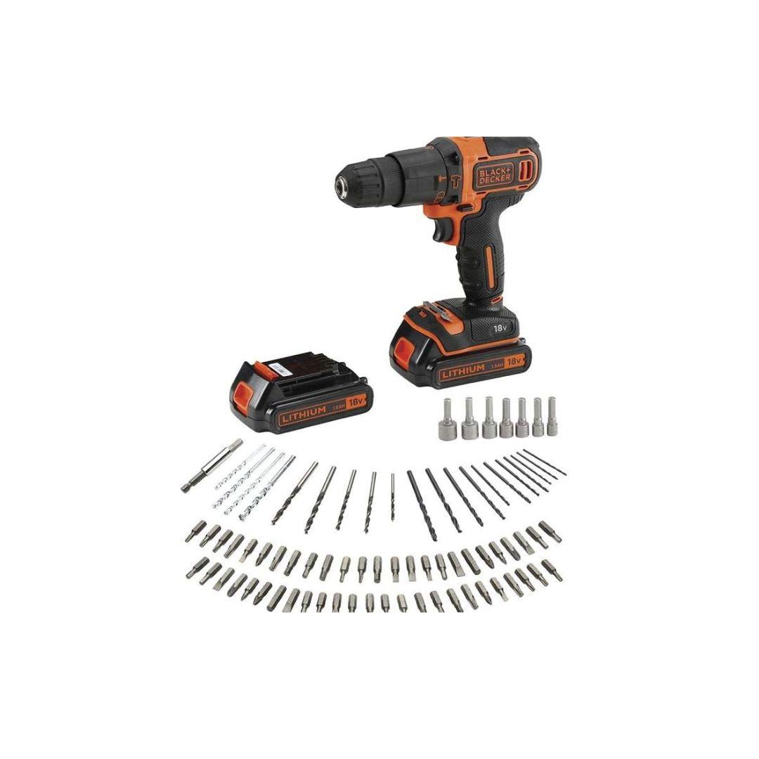 "Black+Decker 1.5Ah 18V Cordless Hammer Drill – 80pcs"