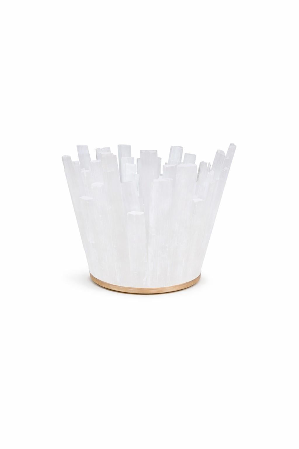 Selenite Crystal Stone Tea Light Candle Holder White