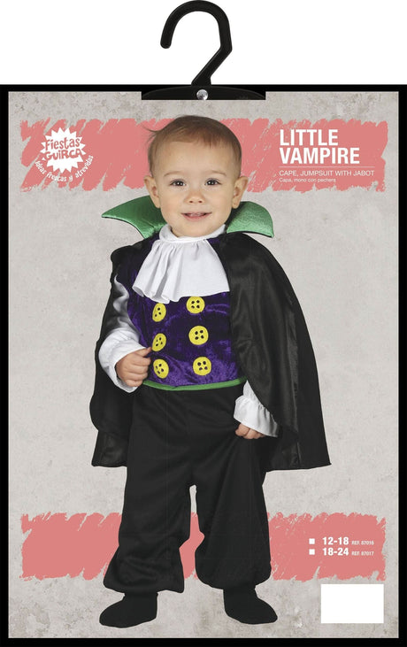Infant Fancy Dress toddler vampire costume with cape jumpsuit and jabot for toddlers 12 to 24 months