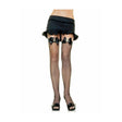 Womens Fancy Dress fishnet stockings with bow on thigh and black mini skirt outfit