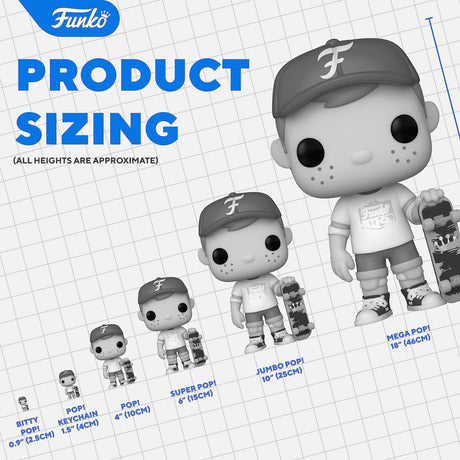 Tobias Beckett Funko POP figure size comparison chart from Bitty to Mega POP by CLICKK Home Store