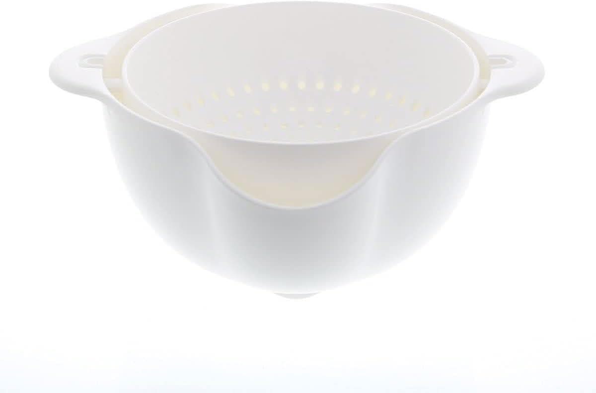 Calitek white detachable colander and bowl set with handles for easy straining and mixing