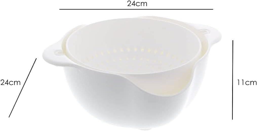 Calitek detachable colander and bowl set in white with 24cm diameter and 11cm height