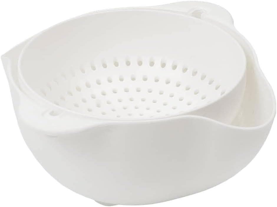 Calitek white detachable colander and bowl set for easy draining and mixing in the kitchen