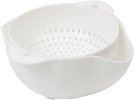 Calitek white detachable colander and bowl set for easy draining and mixing in the kitchen