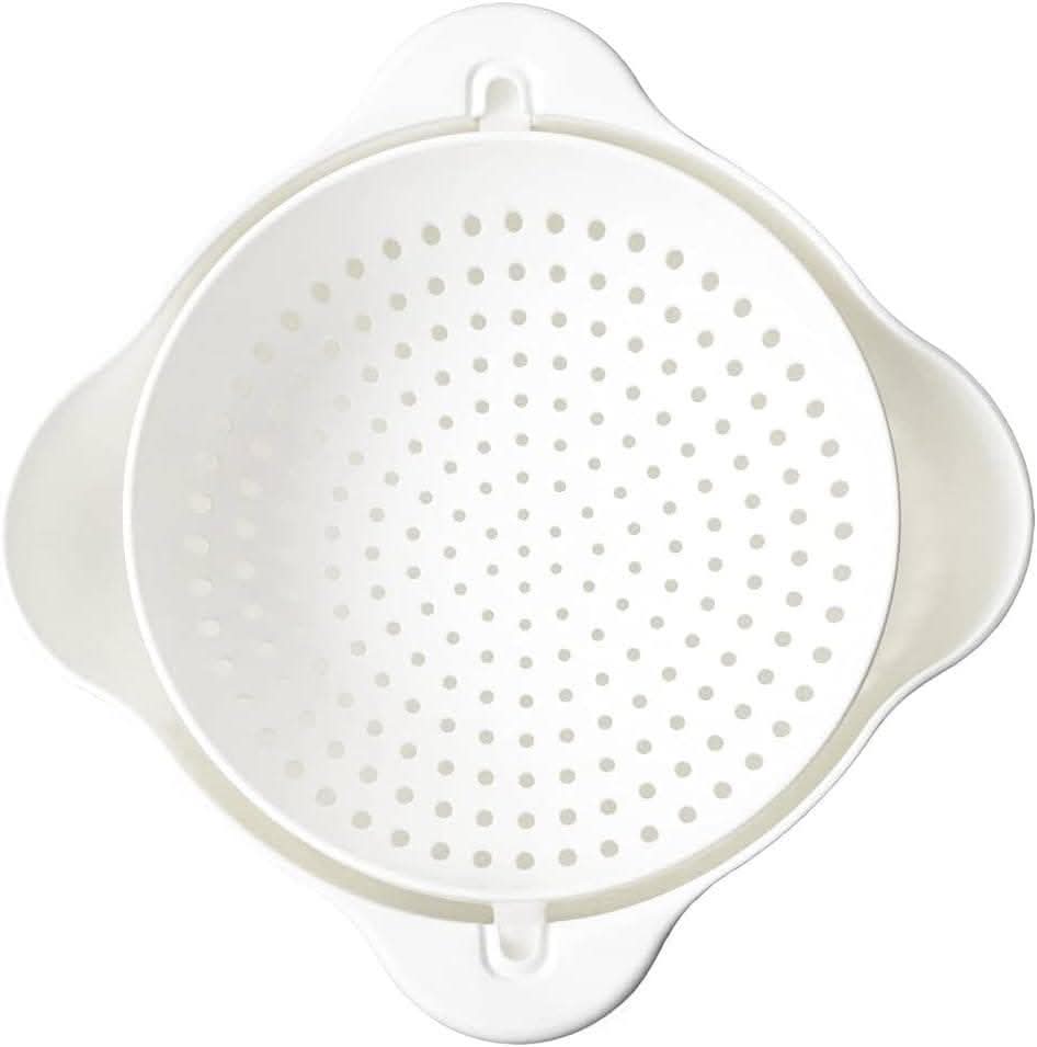 Calitek white detachable colander and bowl set with handles and circular drainage holes