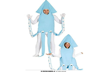 Blue giant squid costume for adults with tentacles and hooded headpiece by Fancy Dress