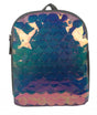 Girls iridescent backpack with shiny blue and pink sequin design and gray edges