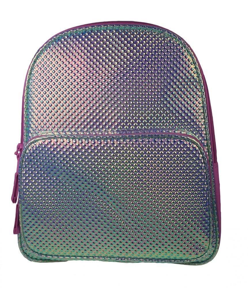 Girls Mermaid Backpack with iridescent scales pattern and purple zippers from Girls Fancy Dress