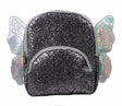 Girls novelty butterfly backpack in black glitter with iridescent wings by Fancy Dress