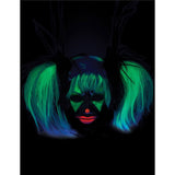 Glow in the dark Halloween wig with bright green pigtails from Womens Fancy Dress accessory collection