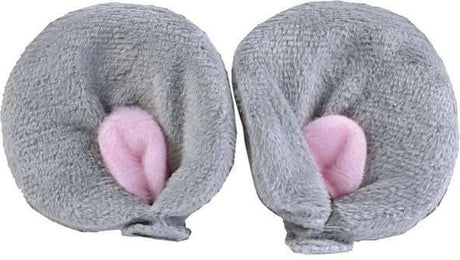 Fancy Dress grey mouse ears clip-on with soft grey and pink plush fabric for costume accessories