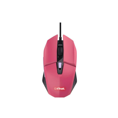 Pink gaming headset and mouse bundle featuring a sleek pink wired gaming mouse by GX Trust