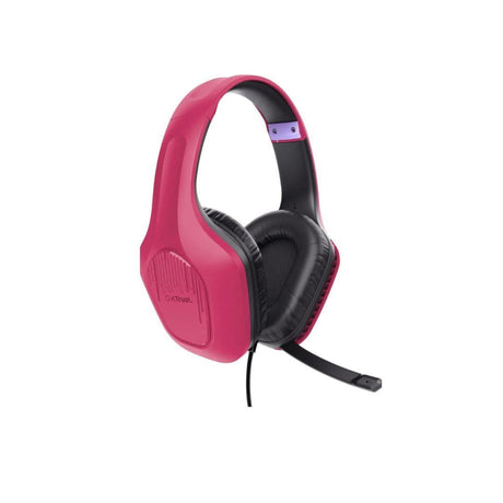 Pink gaming headset and mouse bundle featuring padded ear cushions and adjustable microphone