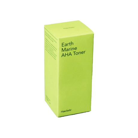 Haeckels Earth Marine AHA Toner packaging in bright green with eco-friendly design
