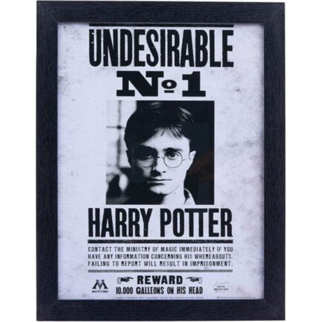 Harry Potter framed print featuring the Undesirable No 1 poster design with a black frame