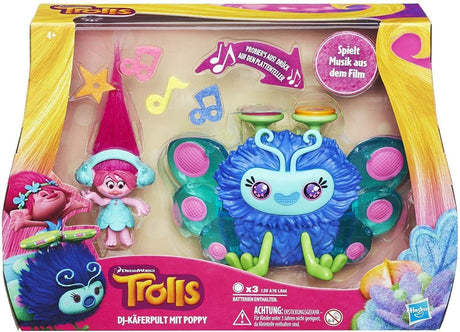 Hasbro Trolls DJ Toy featuring colorful butterfly DJ and Poppy character in fun music playset