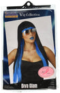 Hollywood artist costume wig Diva Glam with long black and blue hair for womens fancy dress