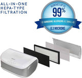 Homedics desktop air purifier HEPA filter with all-in-one HEPA-type filtration removing 99 percent of airborne allergens