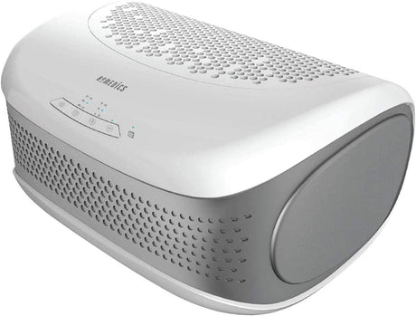 Homedics desktop air purifier HEPA filter with compact design and control panel on top