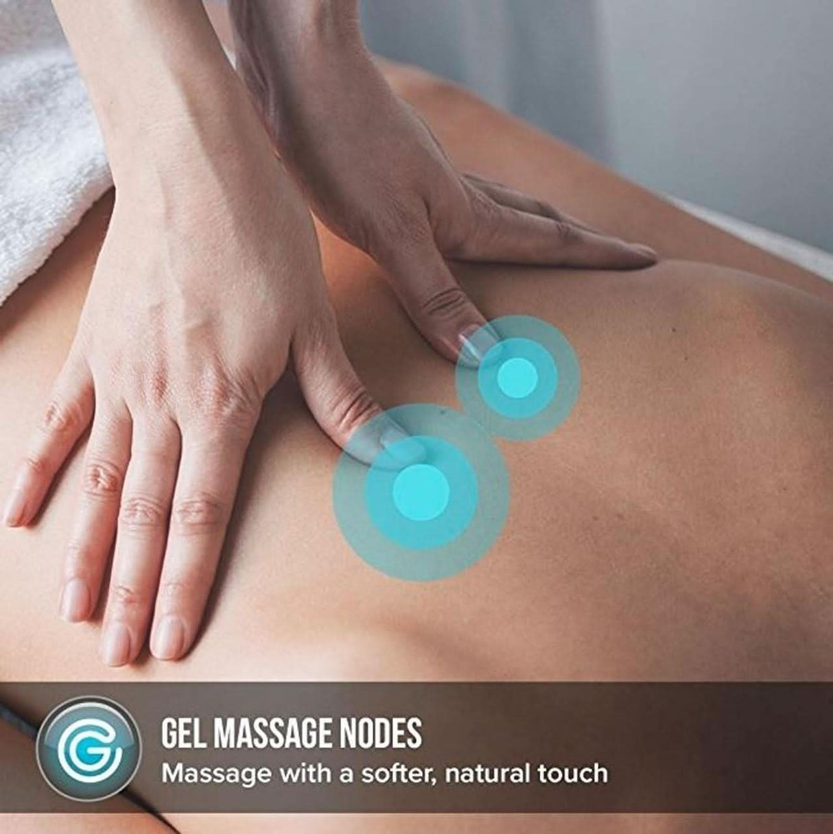 Homedics Gel Massage Pillow providing gel massage nodes for a softer natural touch on back muscles