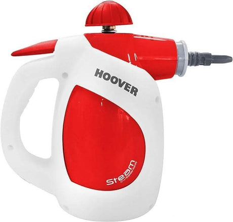 Hoover handheld steam cleaner chemical-free in red and white for easy home cleaning