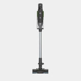 Hoover HF9 cordless vacuum cleaner in black and green with slim stick design for easy cleaning