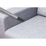 Hoover pet vacuum cleaner cylinder Attachment cleaning pet hair from a grey sofa