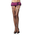 Womens Fancy Dress industrial net stockings with garter belt and purple ruffled waist detail