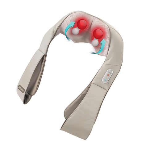 Homedics infrared neck massager with heat in beige featuring rotating massage nodes and control buttons