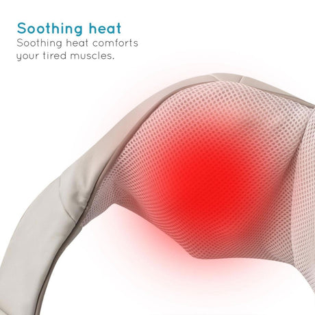 Homedics infrared neck massager with heat showing soothing heat area for muscle comfort