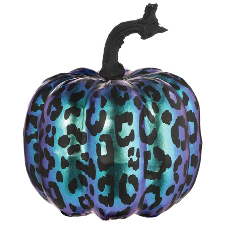 Fancy Dress 243857 Irridescent Purple and Black Fabric Pumpkin Decoration
