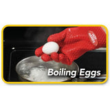 JML silicone cooking gloves in red for safe handling of hot items, ideal for boiling eggs