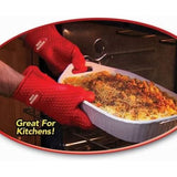JML silicone cooking gloves in red, perfect for handling hot dishes from the oven safely