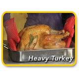 JML silicone cooking gloves in red used for handling a heavy turkey safely from the oven